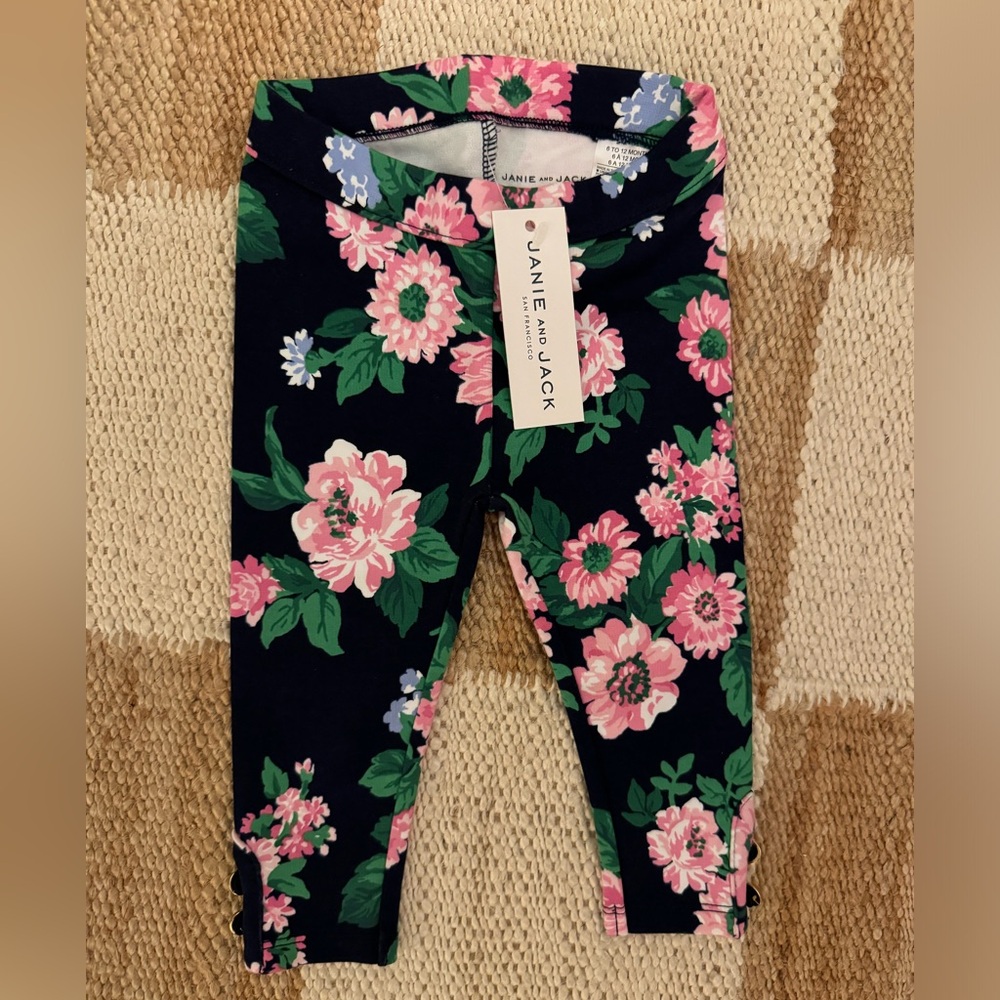 BNWT Janie and Jack Floral Button Cuff Pointe Pant - size 6 - 12 months